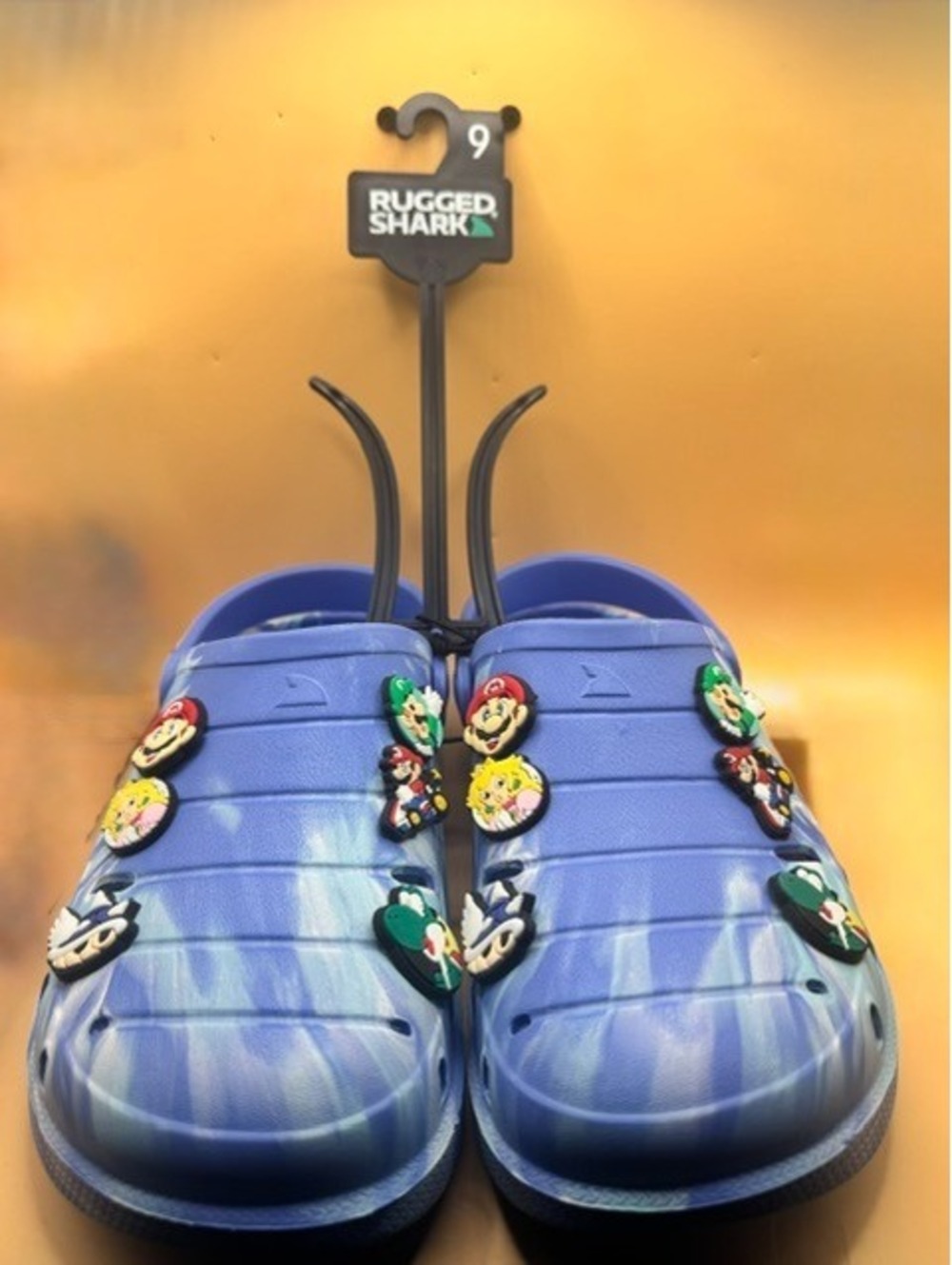 Size 9 Men Rugged Shark Super Mario Charms Water Clogs New